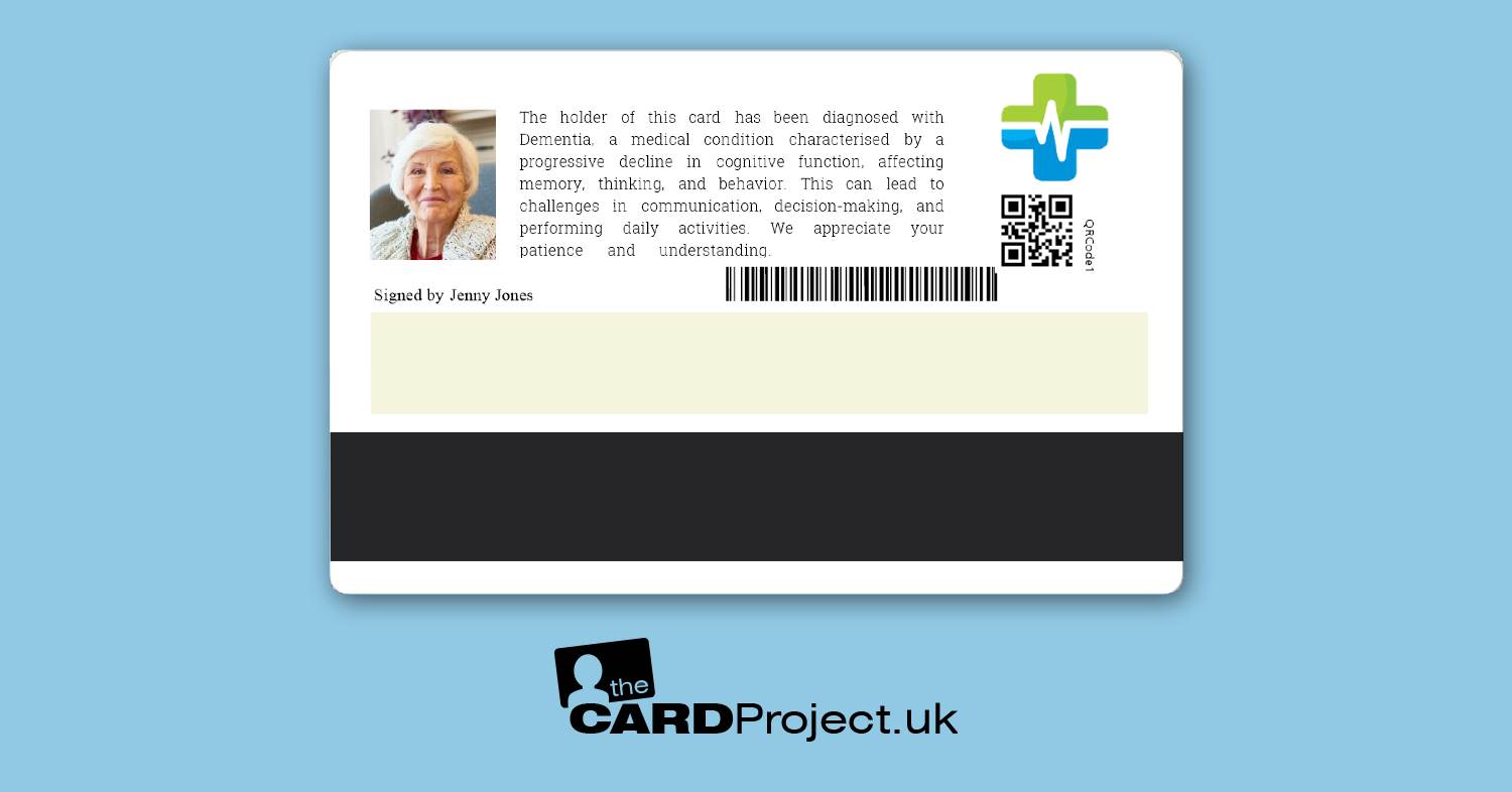 Dementia Premium Photo Medical ID Card  (REAR)